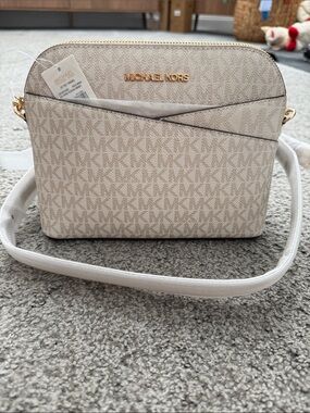 Michael Kors Cream and Tan Signature Crossbody Bag